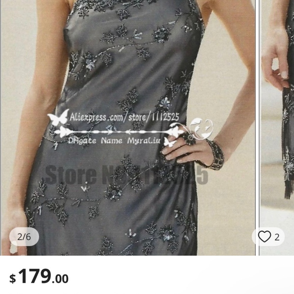 NWOT: Midnight Velvet Chiffon Large Formal Evening Dress w beadwork